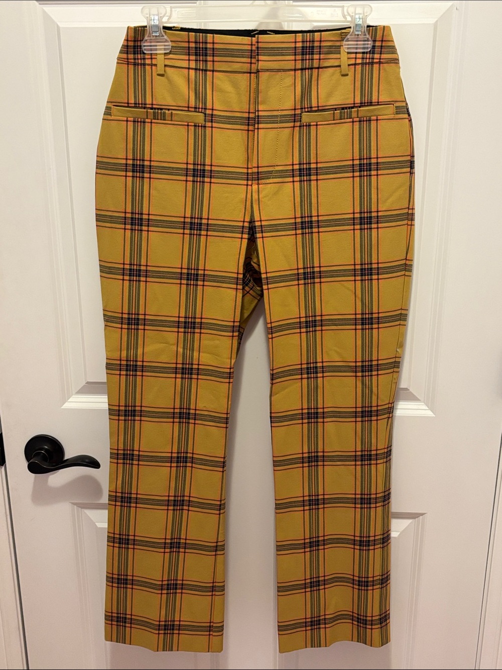 Anthropologie Mustard Plaid Chinos NWOT medium